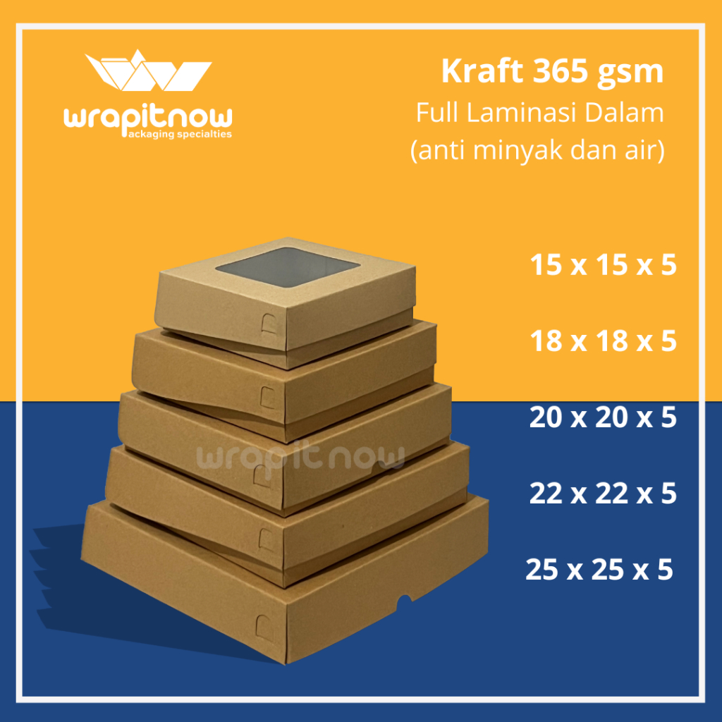 

Dus Kraft 15x15x5 Laminasi Jendela / dus donat pizza brownies pie buah puff pastry Snack Roti