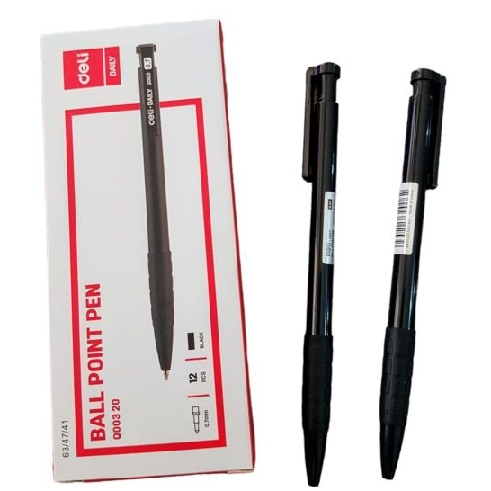 

1 KOTAK ISI 12pcs BOLPOIN PULPEN 0.7mm tinta HITAM DELI MURAH GROSIR