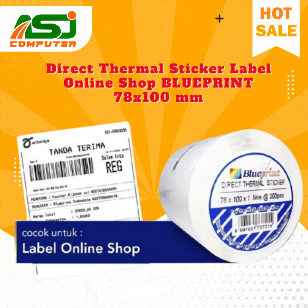 

Direct Thermal Sticker Label Online Shop BLUEPRINT 78x100 mm isi 300 pcs