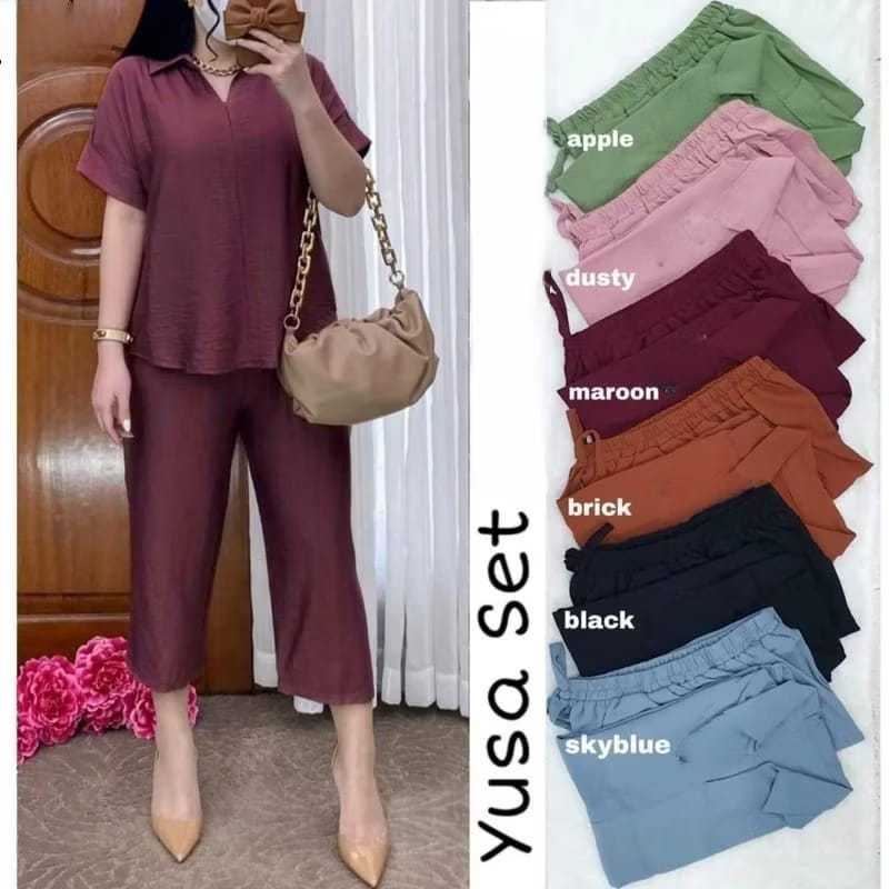 YUSA SET - SETELAN WANITA LENGAN PENDEK BAHAN KATUN RAYON