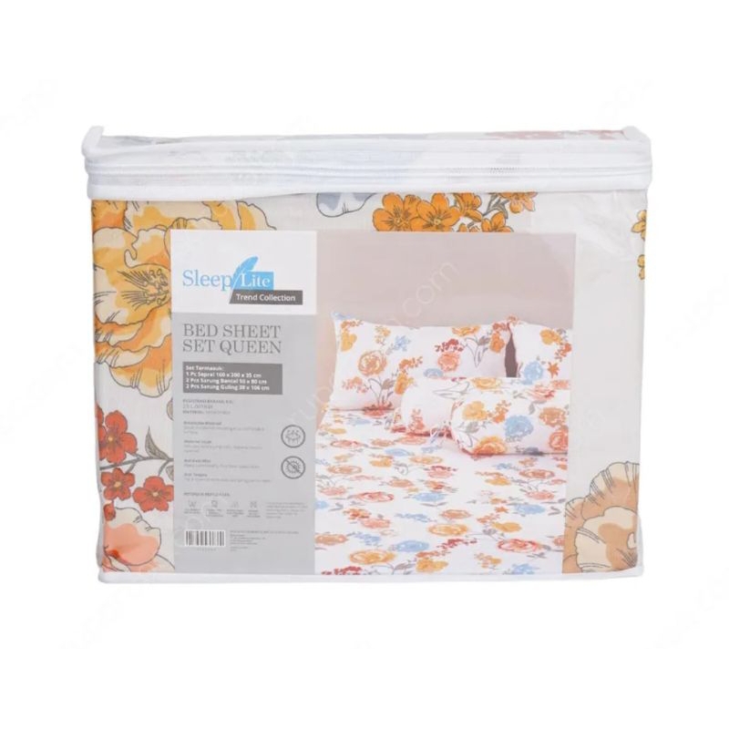 Sleep Lite Bed Sheet Sprei Queen 160x200 Cm Motif Bunga