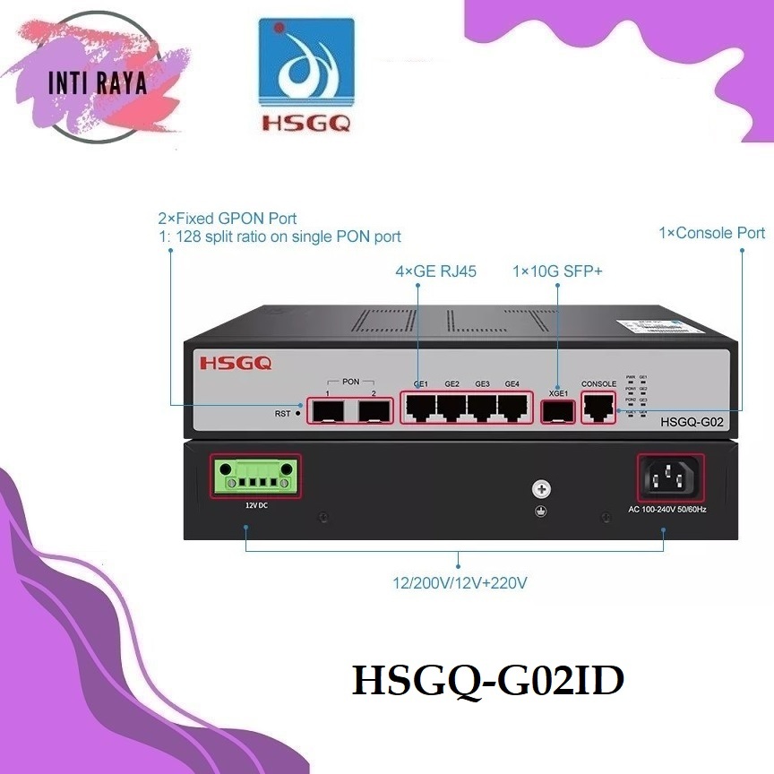 HSGQ-G02ID OLT GPON 2 Ports OLT MINI ( TANPA SFP )