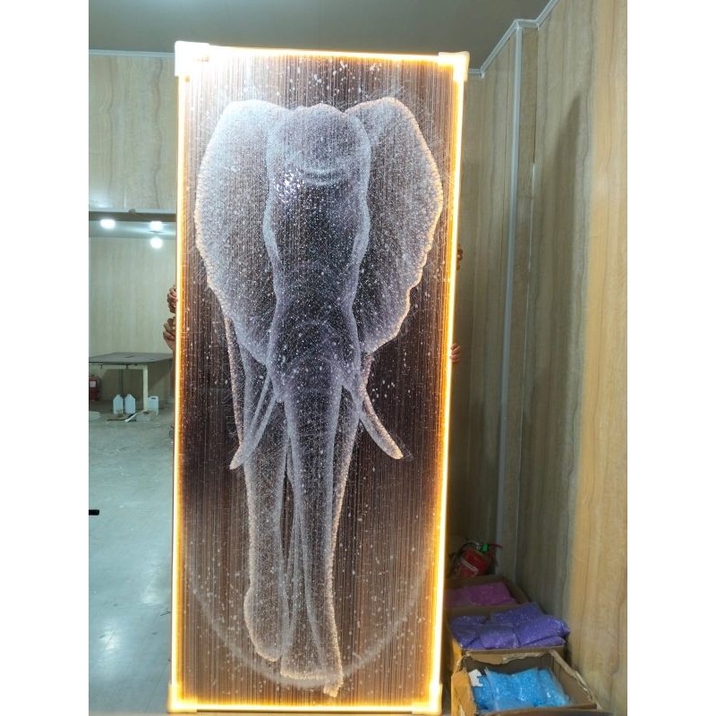 lukisan Porcelain Diamond 5d gambar gajah LED