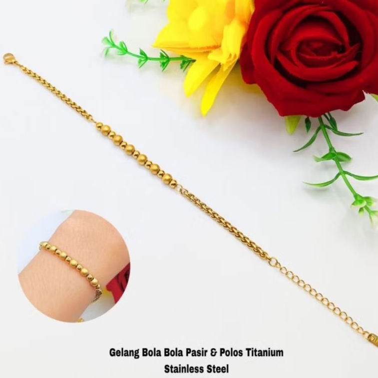 Gelang Rantai Bola bola pasir & rantai Titanium