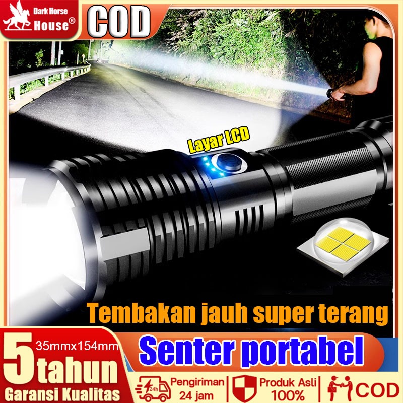 Paling terang di seluruh jaringan Senter LED Super Terang Senter tahan air  USB C Rechargeable 3 Lig