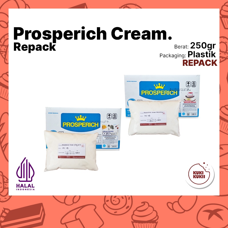 

PROSPERICH Butter Cream Filling Milk 250gr krim susu | PROSPERICH Cream Decoration 250 gram