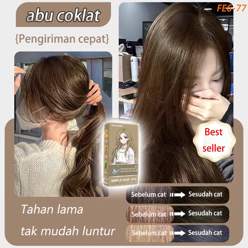 [warna tahan lama] FEKAGNAS cat rambut coklat abu muda*200ml tidak luntur，enutup uban，bisa dipakai d