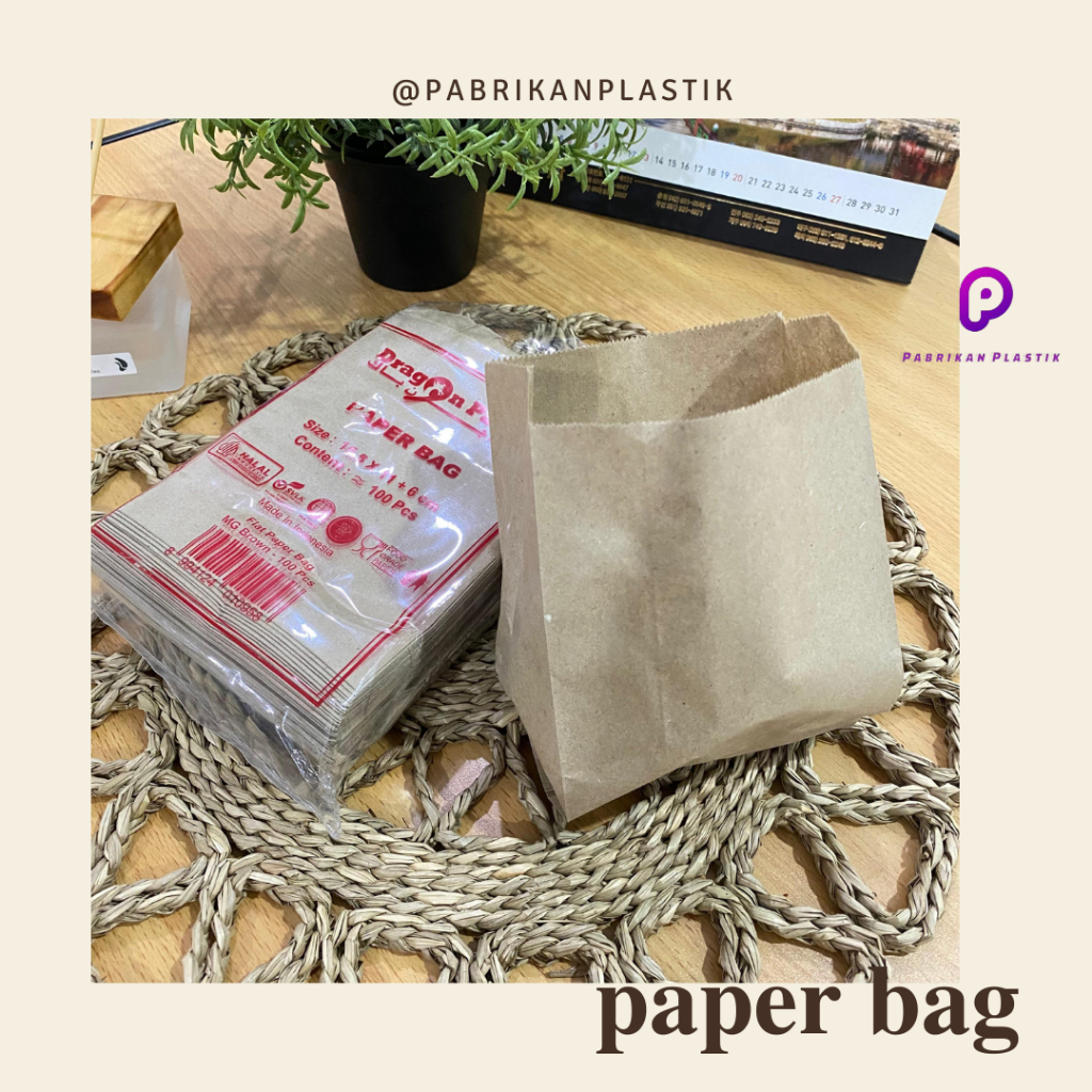 Paper Bag SOS 23,5x12,5+8 cm | 40x50 | Isi 50pcs Kertas Polos