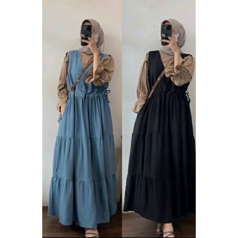 Megumi overall ,, inner serut pinggang tiga susun