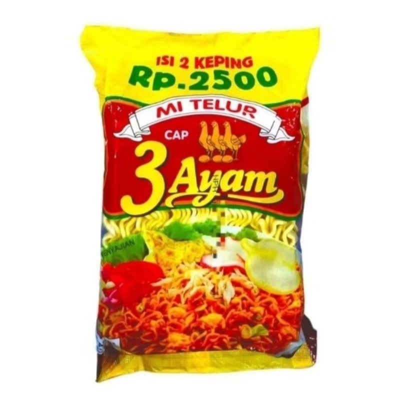 

Mi Telur Cap 3 Ayam Ekonomis isi 2 Keping / Mi Telur / Mie 3 Ayam 110gr