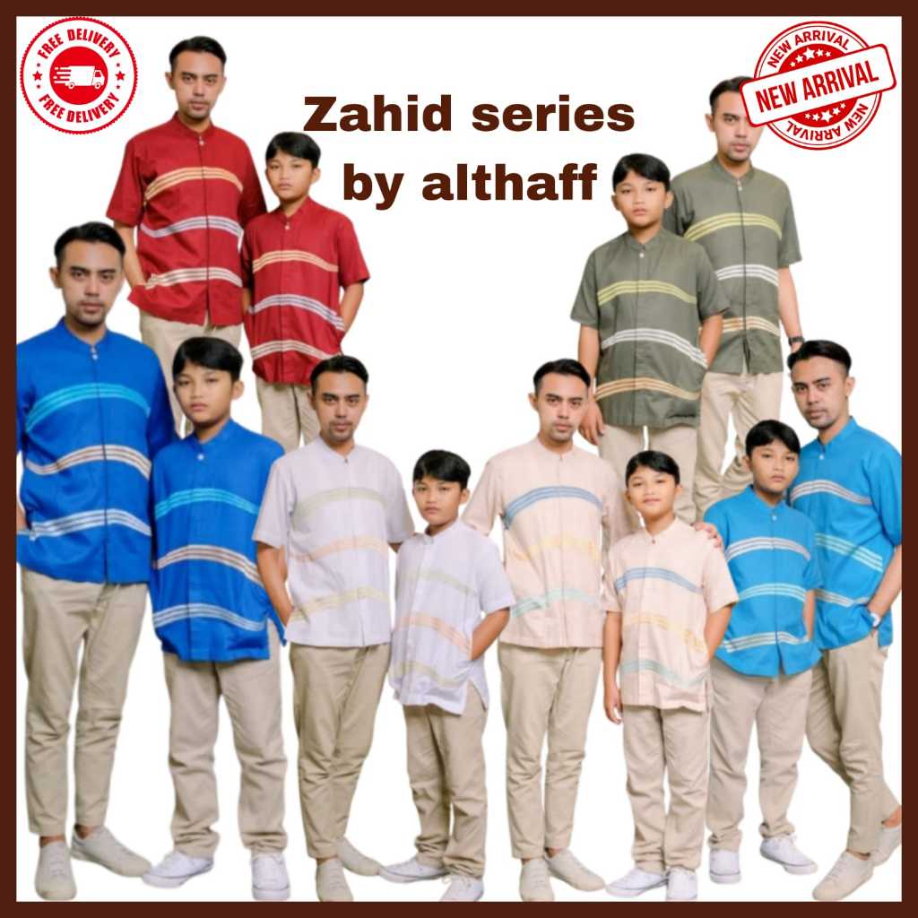 KOKO COUPLE ZAHID SERIES LENGAN PENDEK BY ALTHAFF BISQUE , ARMY DAN BLUE TUORQUISE