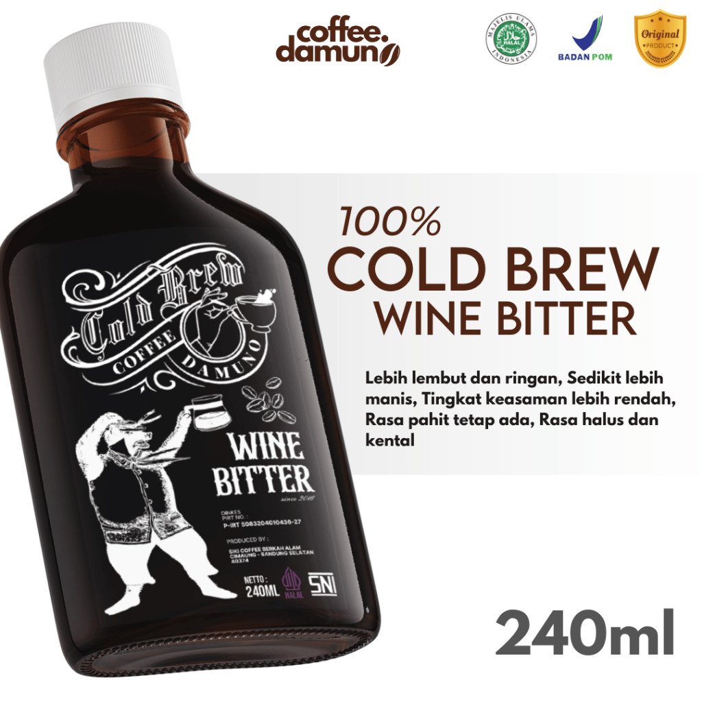 

Kopi Cold Brew 240ml Wine Bitter Coffee Espresso 100% Arabica