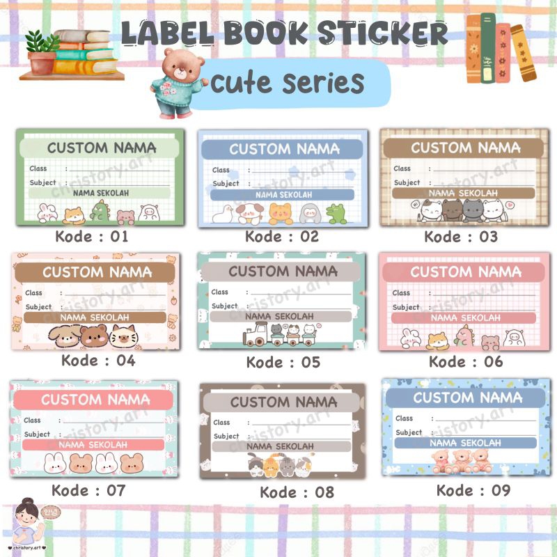 

44 Pcs Sticker Label Buku Custom Cute Series