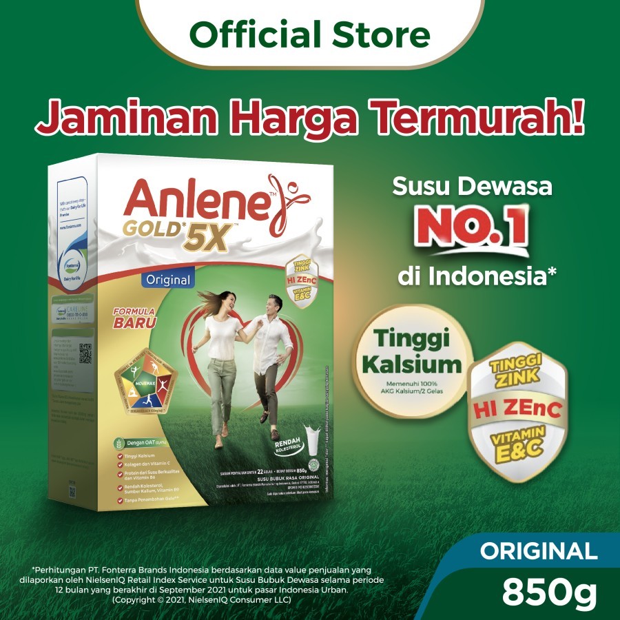 

Anlene Gold 5X Susu Bubuk Dewasa Original 850g - Tulang & Sendi