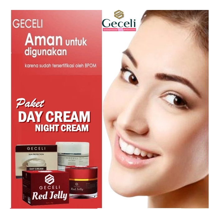 CREAM MUKA SIANG DAN MALAM RED JELLY GECELI DAN DAY CREAM GECELI BPOM ORIGINAL