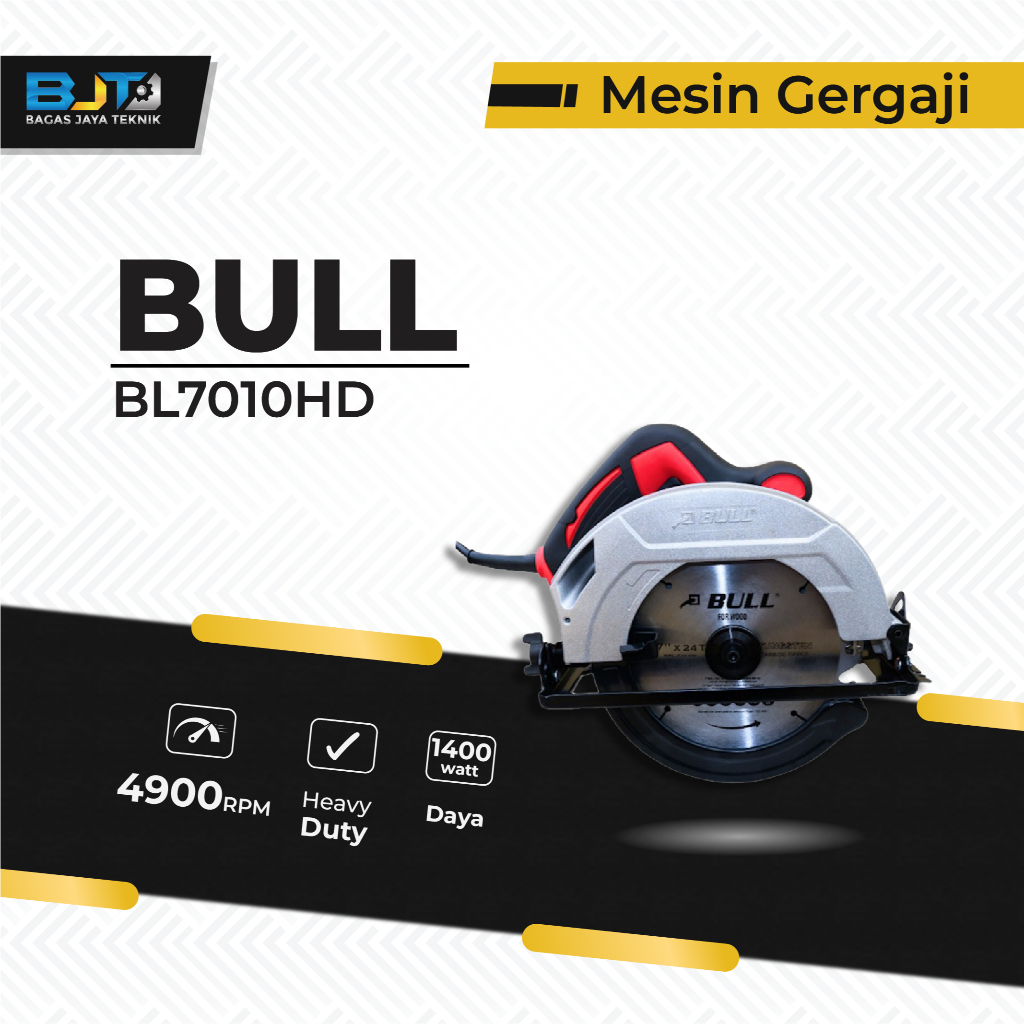 BULL Mesin Gergaji Listrik Mesin Gergaji Kayu/Circular Saw Electric 7inch BULL BL7010HD