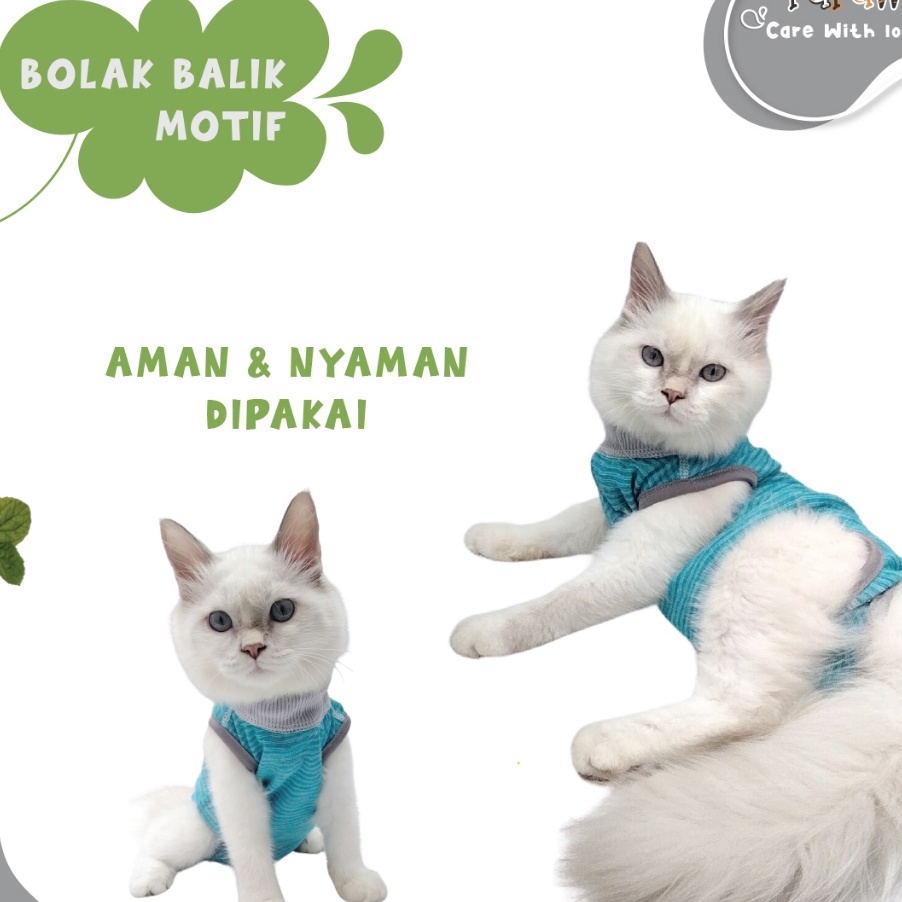 KP8 Baju Steril Kucing Anjing Betina Jantan Untuk Recovery Pasca Operasi