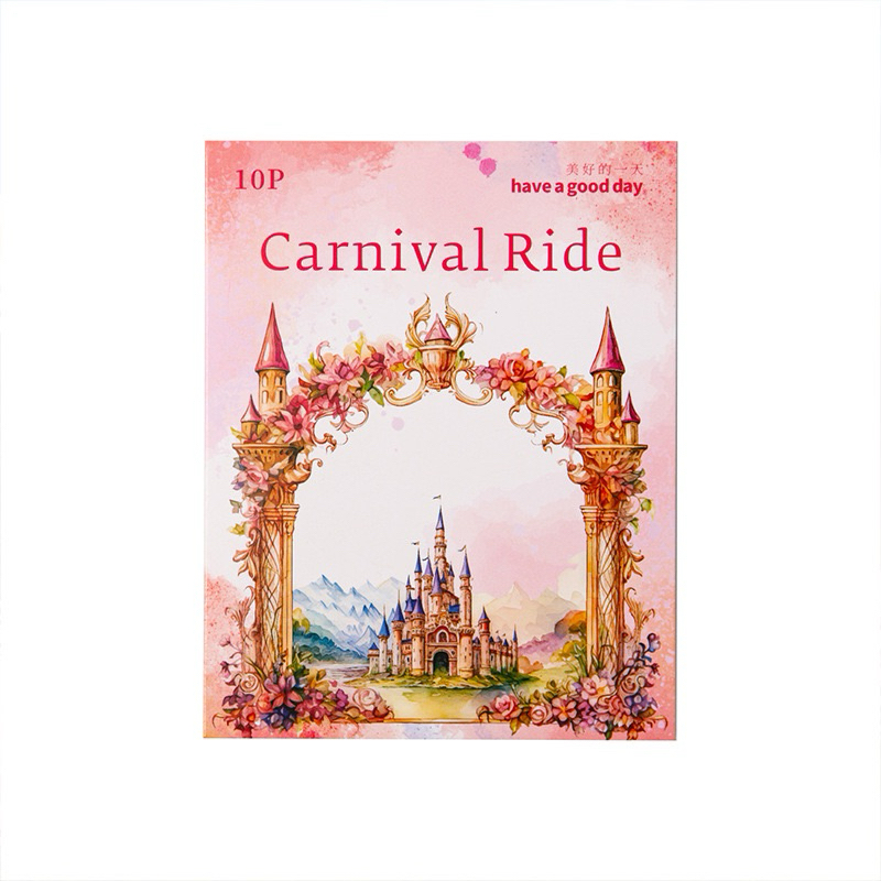 

(8AA) sticker transparan bulat istana castle awan cloud fantasy carnival ride series journaling