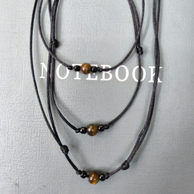 1Set Gelang Kaki, Gelang Tangan dan Kalung Hitam Manik Batu Alam/ Gelang Serut Hitam Manik Batu Alam