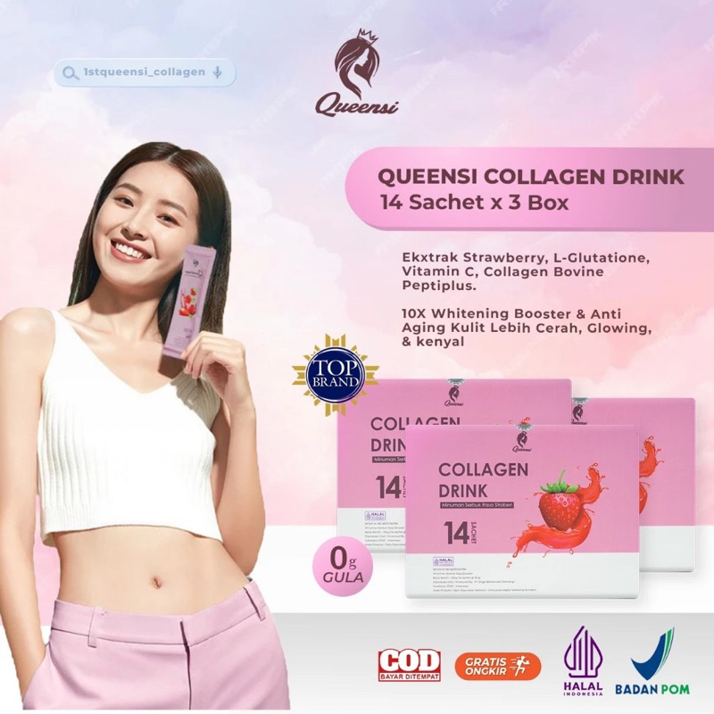 [Promo Harga] Queensi Collagen Drink 100% Bpom Queensi Minuman Kolagen Minuman