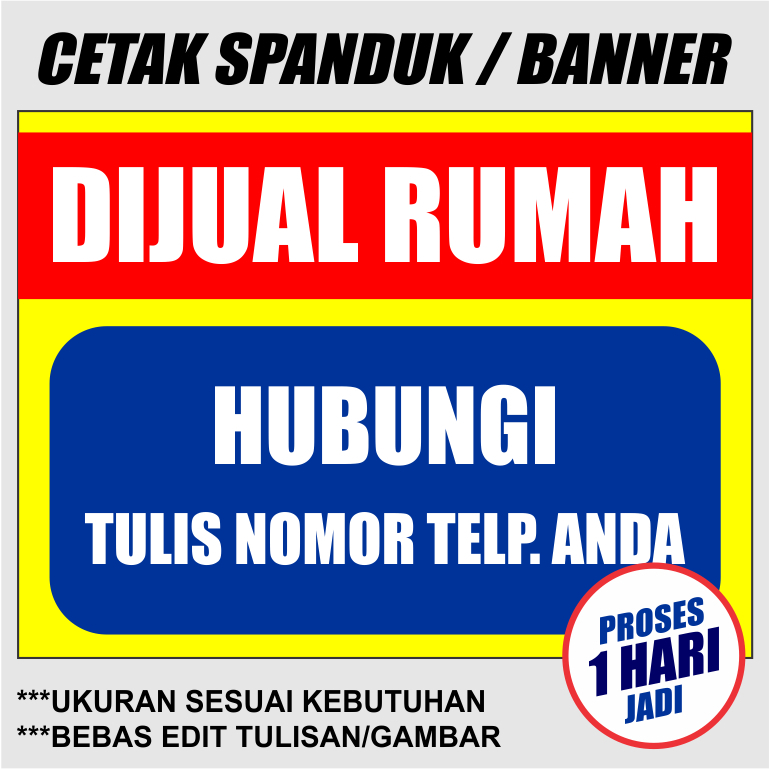 cetak benner spanduk rumah dijual benner dijual custom