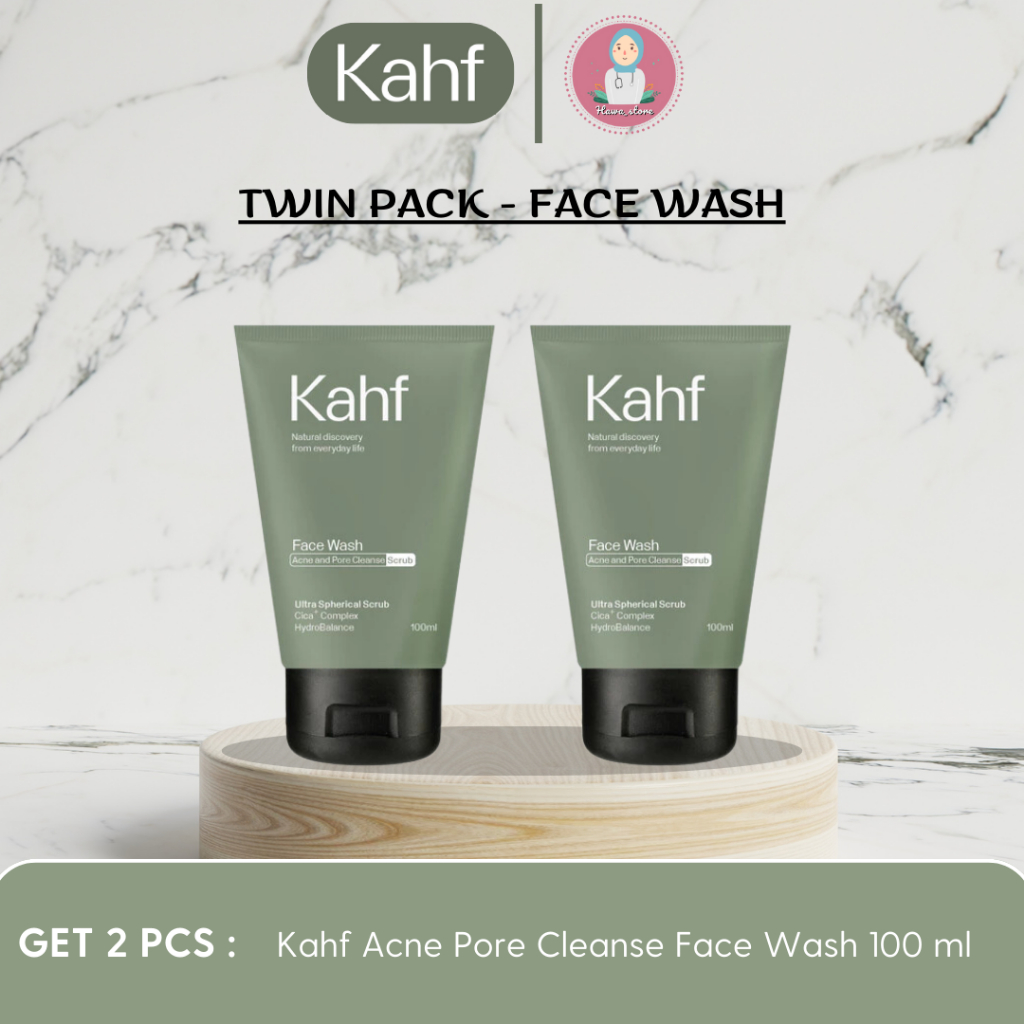 Kahf Acne Pore Cleanse Face Wash 100 ml Twin Pack - Paket Sabun Wajah Pria Isi 2