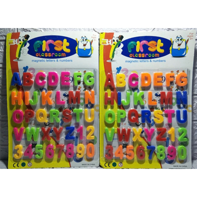 Mainan edukasi anak huruf dan angka magnet/ Mainan huruf dan angka tempel/ Mainan belajar mengenal h