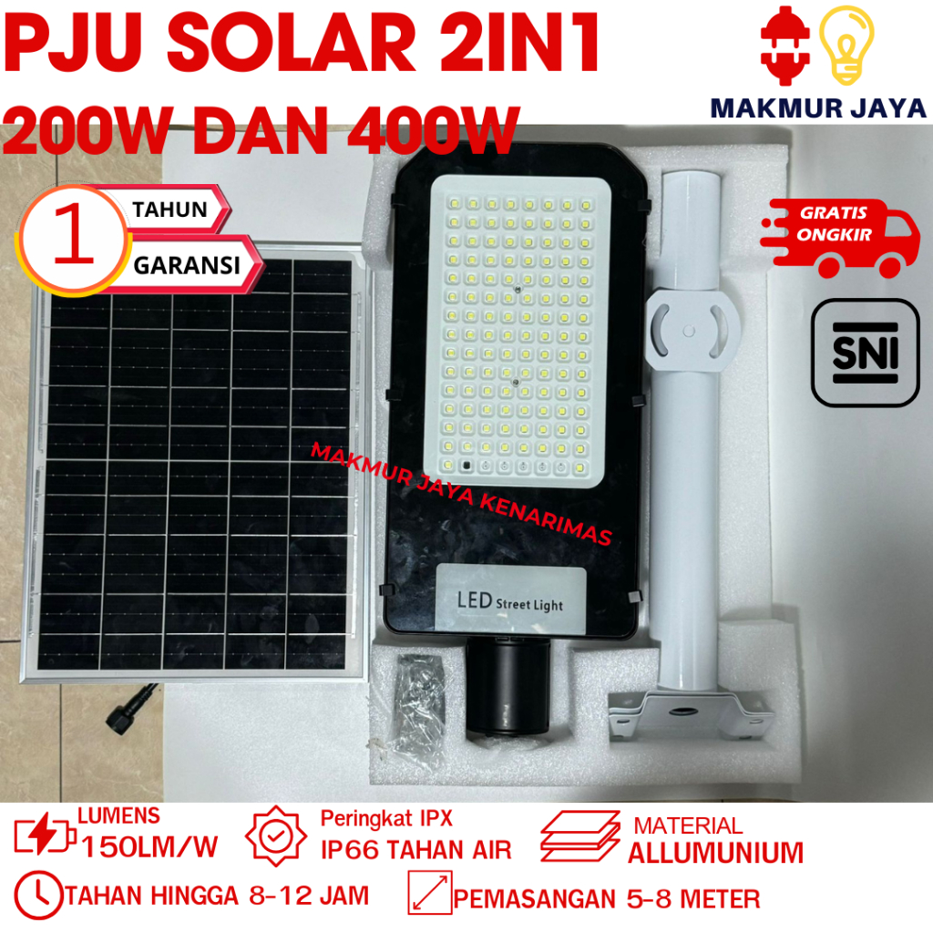 LAMPU JALAN PJU LED TENAGA SURYA 200W 400W WATT SOLAR CELL / PJU LED SOLAR CELL 200W 400W GARANSI