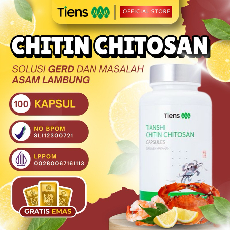 [ Pereda Gerd & Aslam ] Tiens Chitin Chitosan Capsules Original Alami isi 100 Kapsul (Segel) Bpom Ha