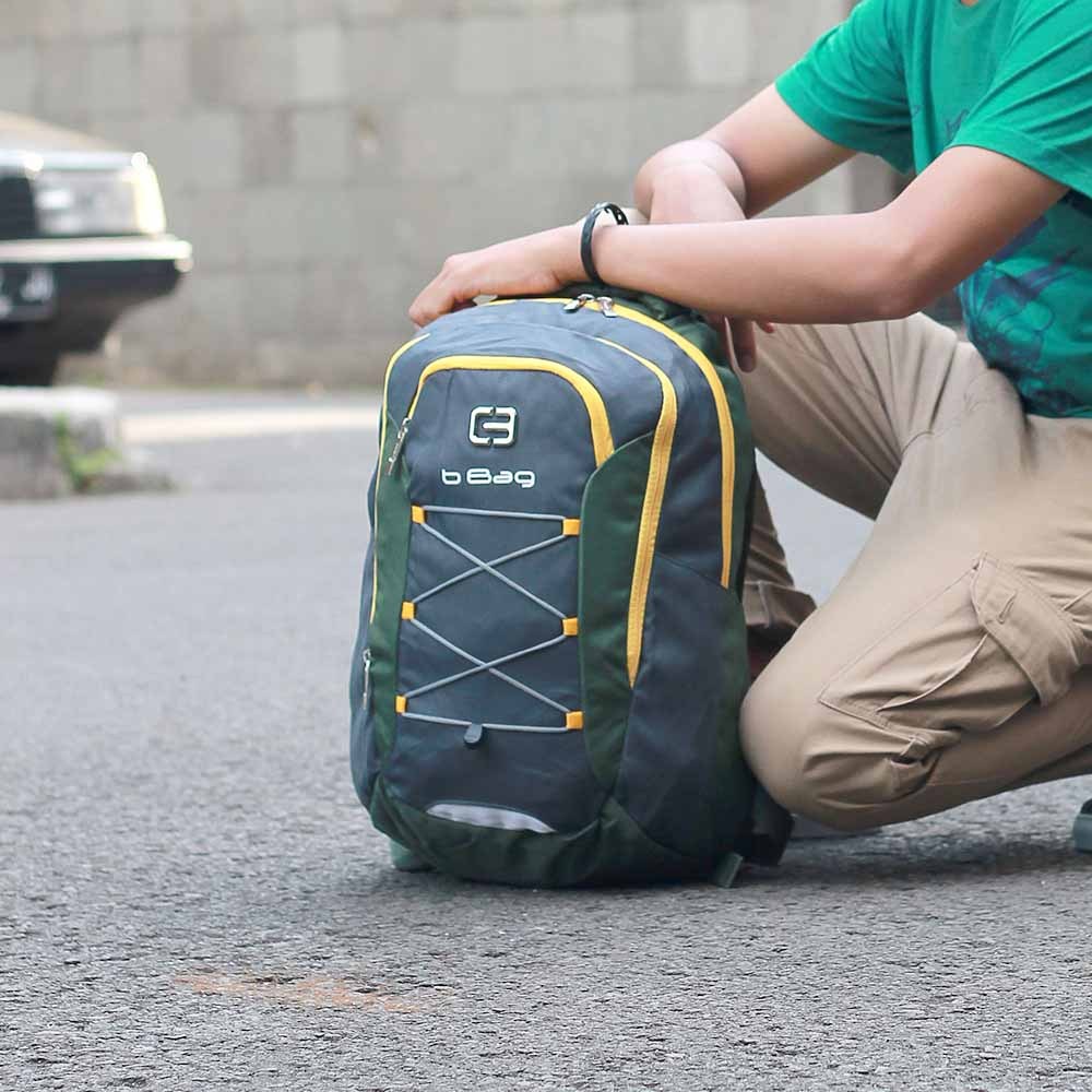 Tas Ransel Semi Outdoor Tas Punggung Pria Tas Ransel Warna Hijau Kombinasi Abu