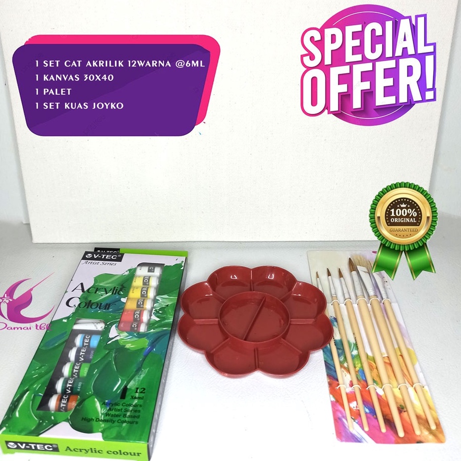 

Segera Beli Paket Lukis E2 Kanvas kanvas 3x4 kuas palet cat akrilik