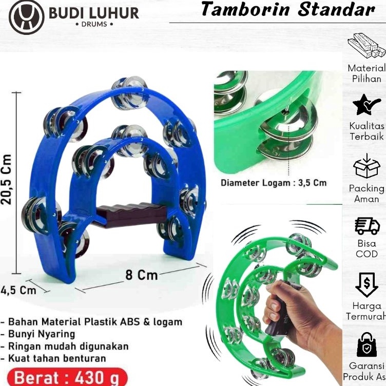 Dijamin Irit  Alat Musik Tamborin Tambourine Tamborine Kecrek Qasidah Rebana Bahan Plastik Kuat Berk