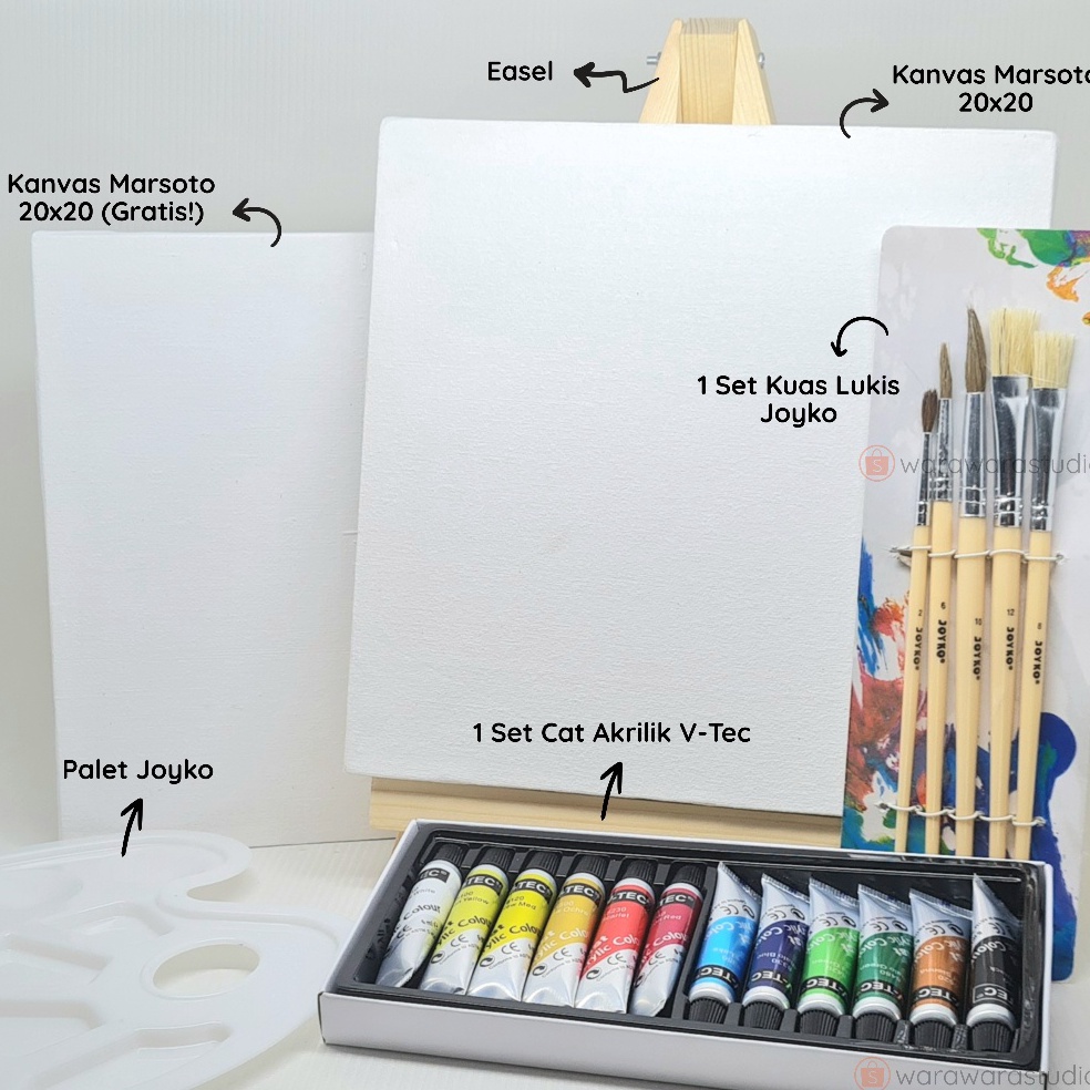 

First Update Paket Melukis Painting Kit Lengkap Premium 1 Kanvas 2x2 Easel Cat Akrilik Palet Kuas BEST VALUE