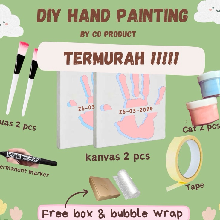 

Ready Istimewa DIY Hand Painting Kit 1 set free box canvas lukis Lengkap set lukis tangan couple