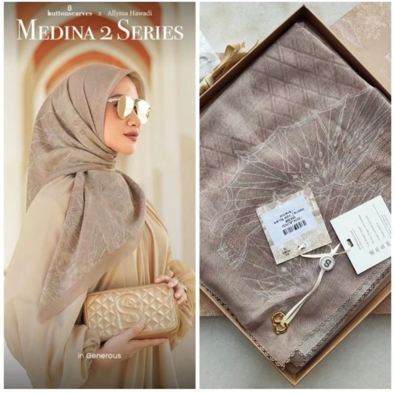 Hijab Segi Empat Buttonscarves Motif Madina