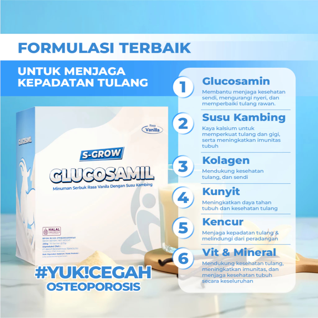 [NEW PRODUCT] S-GROW GLUCOSAMIL - Susu Bubuk Dewasa Vanila Untuk Tulang & Sendi