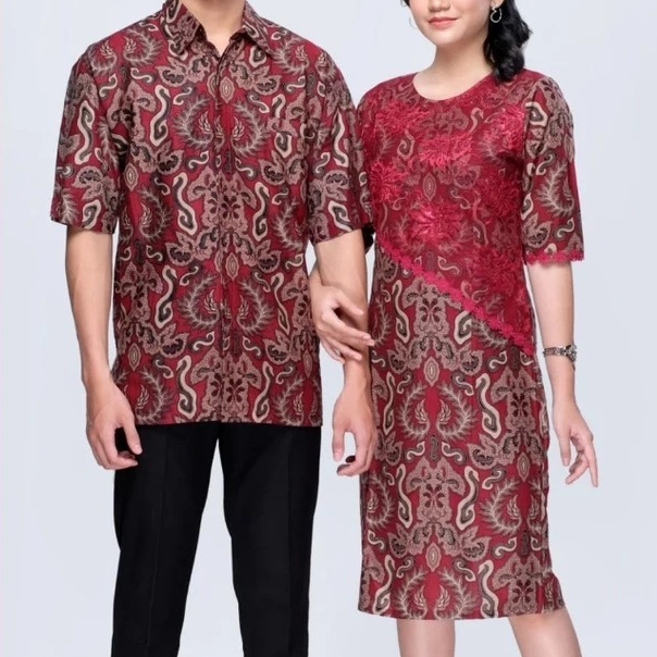 Set Couple Jumbo Batik Merah Set Couple pasangan Batik Merah Set Couple Baju Kondangan