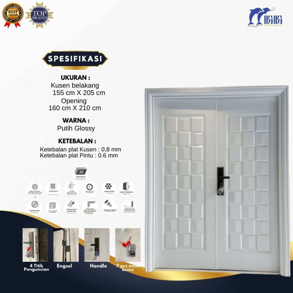PINTU DOUBLE BAJA PANPAN/PINTU UTAMA RUMAH/PINTU UTAMA PANPAN/PINTU MEWAH/PINTU ANTI RAYAP