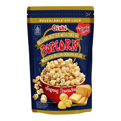 

Oishi Popcorn Belgian Butter Cheese Jagung Berondong rasa Mentega Belgia dengan Keju 100g