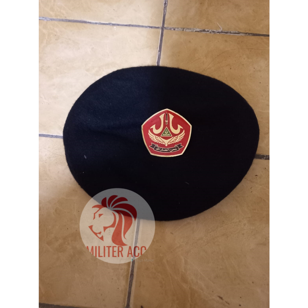 Baret Banser Lengkap dengan Emblem - Set Baret Banser - Baret Hitam