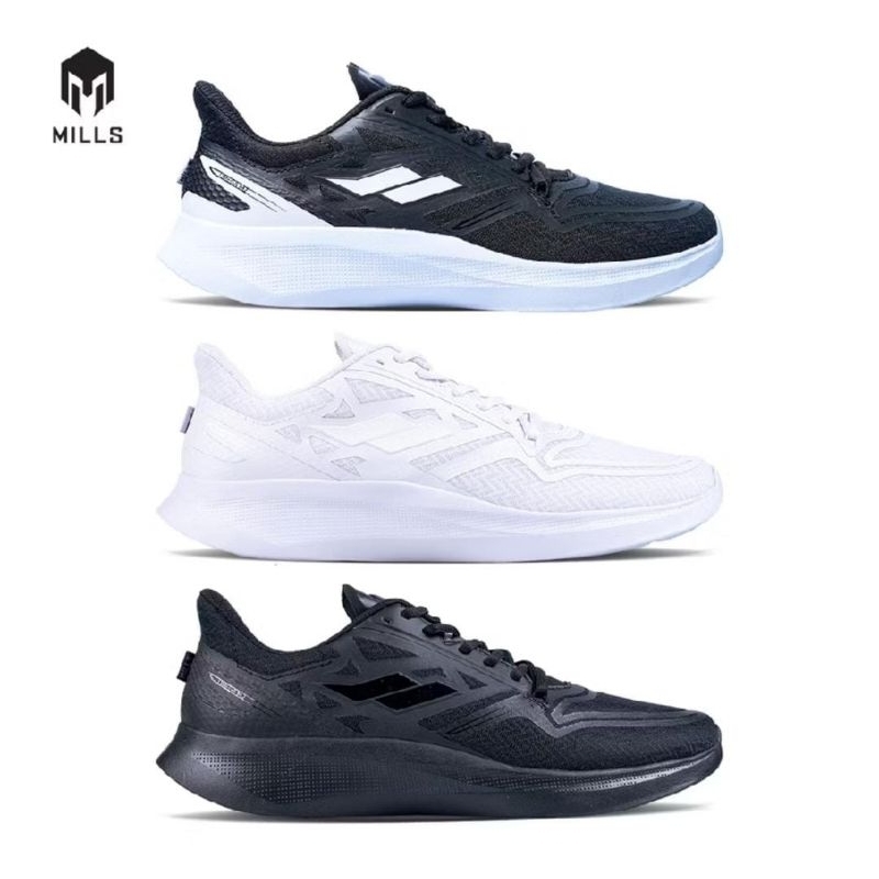 Mills –TREXIMO OMEGA M2- BLACK WHITE - Sepatu lari /Running /Trail Run / Basket /BTS Futsal Football