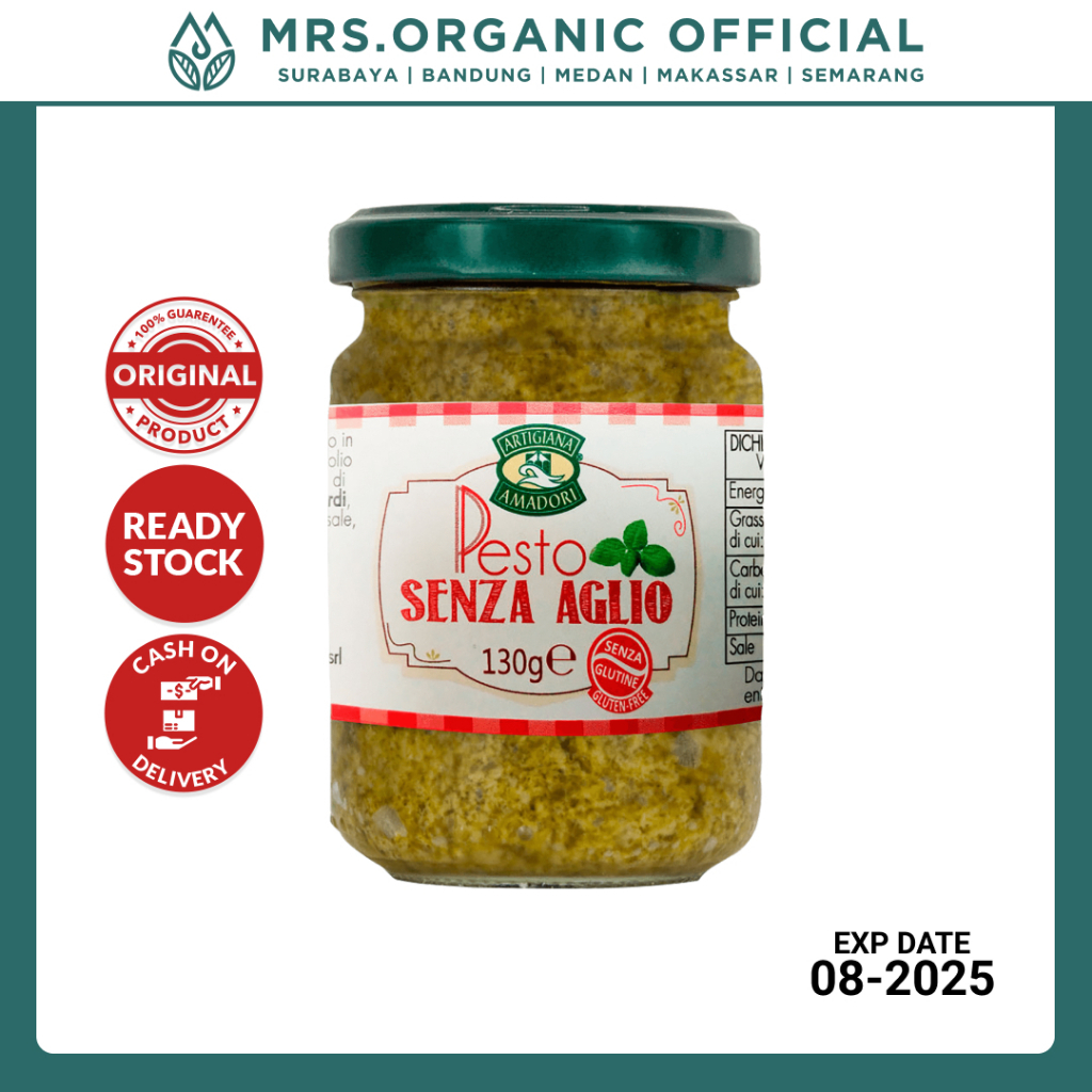 

Saus Pasta Spagetti Pizza Roti Instant Artigiana Genovese Garlic Free Pesto 130 Gr SENZA AGLIO - Saus Itali Bumbu Masakan Italia Saus Pesto Premium Organik untuk Pasta Spaghetti Pizza