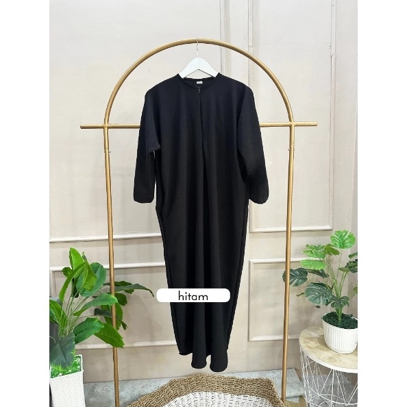 KODE I44T Virginia Gamis Daster Crinkle Airflow Lengan 34  Outlet Shopee