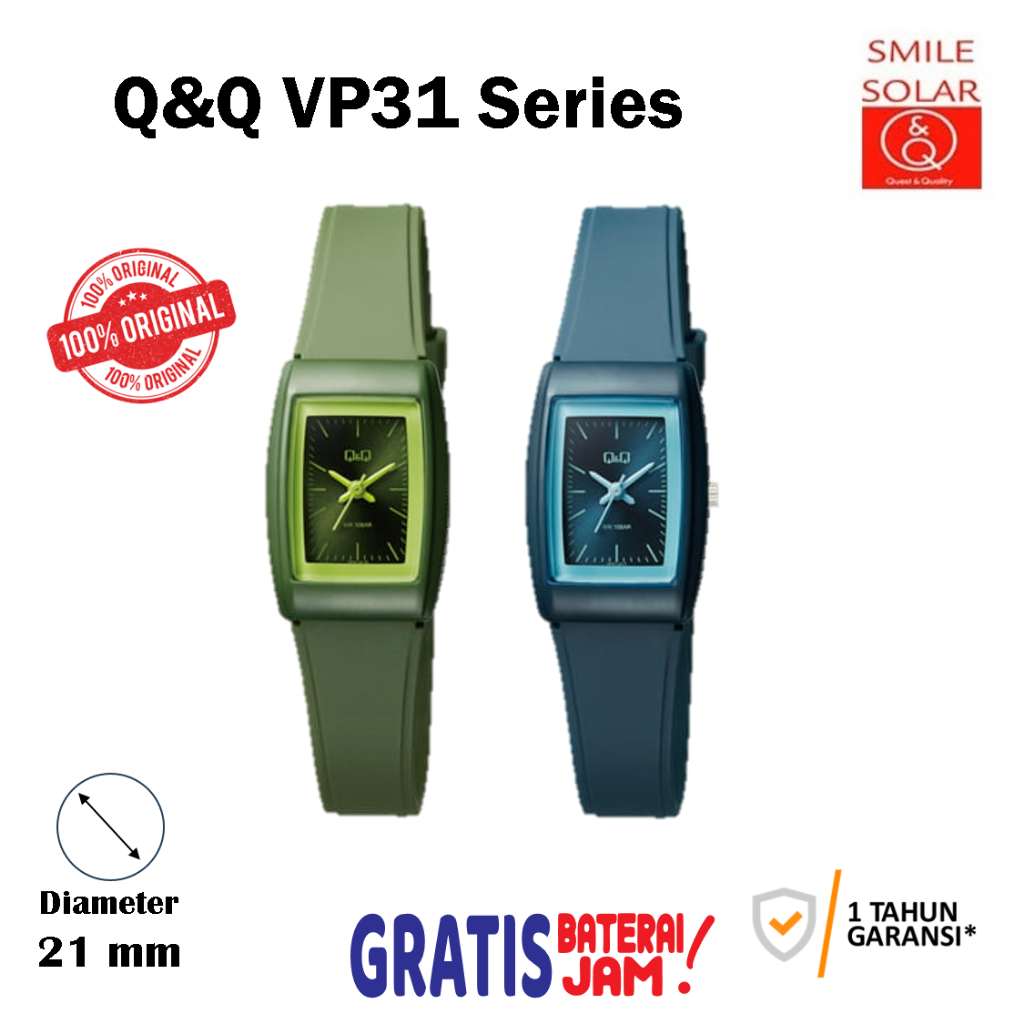Jam Tangan Wanita Casual Classic Karet Rubber Original Q&Q QnQ QQ VP31 VP31J Series