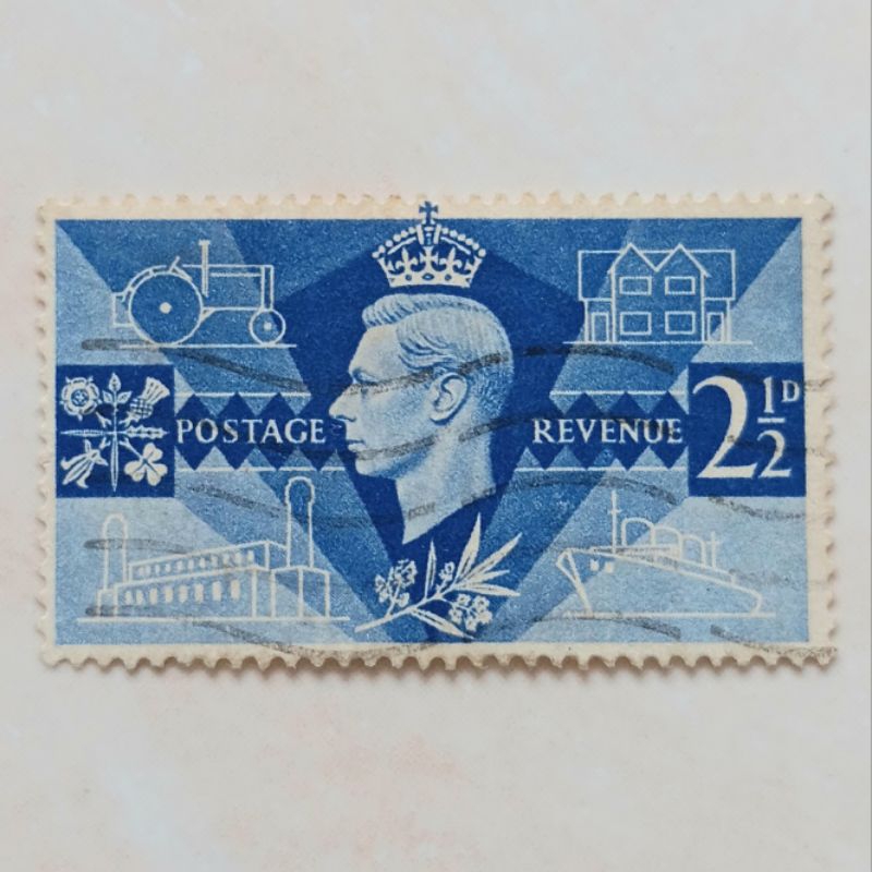 

(AD) Perangko Inggris Britania Raya 1946 King George VI - Victory - Symbols of Peace and Reconstruction 2½ penny Used