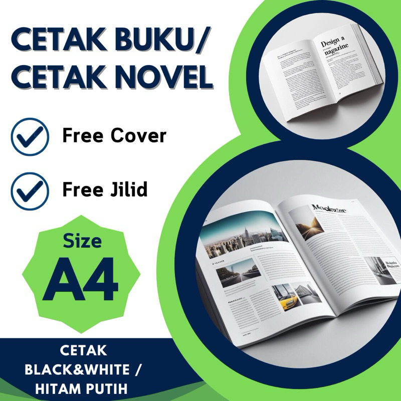

CETAK BUKU, NOVEL, KITAB (A4) | FREE COVER DAN JILID