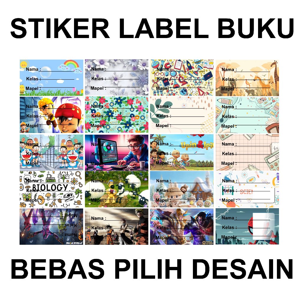 

20 Stiker Mapel - Label Buku Pelajaran Sekolah - Stiker mata pelajaran