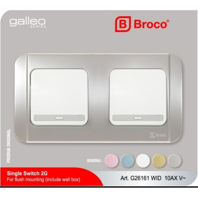 Broco G26161 (B) Saklar Engkel 2 Gang WID Galleo