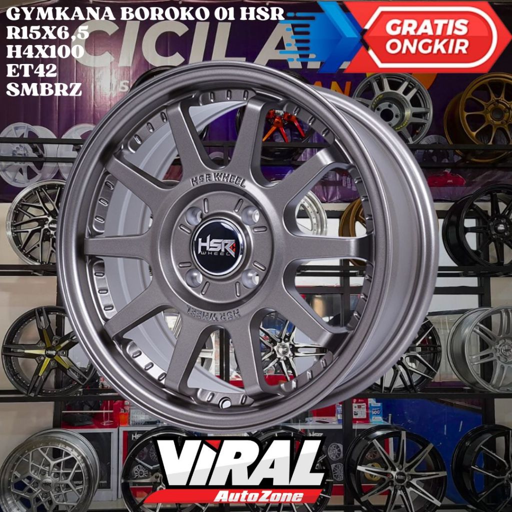 Velg Mobil Ring 15 HSR GYMKANA R15 LEBAR 6,5 LOBANG BAUT 4 ET42 BRONZE