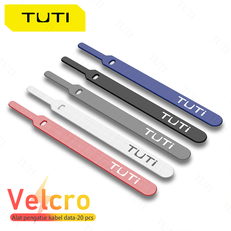 TUTI Velcro Cable Strap Pengikat Perekat Kabel 15cm Cable Tie Organizer Hook And Loop Tape Panjang